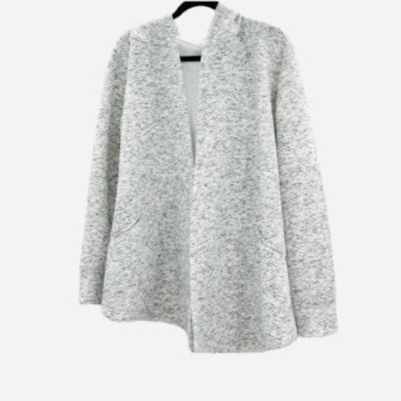 NEW Ideology Quilted Hooded Wrap Open Front Gray & White Cardigan/Sweaterjacket - Picture 4 of 6